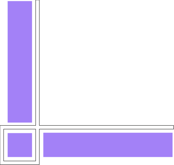 The image shows a simple black and white line drawing of an abstract geometric pattern with rectangles connected by lines to form what appears to be a stylized representation of a room corner or window frame.