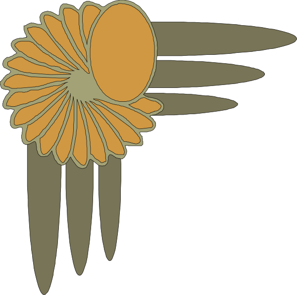 The image shows two stylized sunflowers with a dark background; there is no text present within this clip-art illustration.