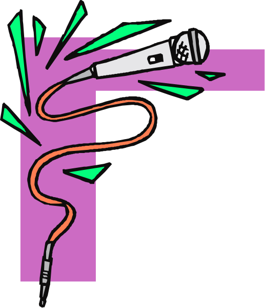 The image shows a cartoon of an explosion with sound waves emanating from it; there is also a microphone in front of the blast.