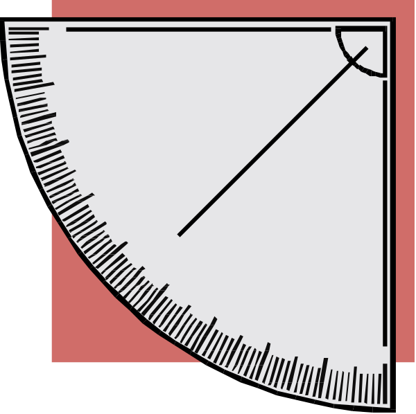 The image shows a simple geometric figure resembling an angle with two straight lines meeting at their ends to form right angles; there is also another line that appears to be tangent from one of these points on each side, creating four distinct sections within this quadrilateral shape.