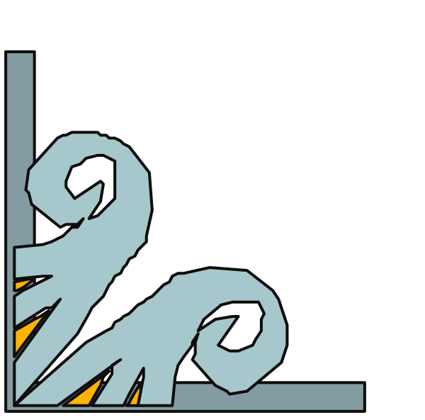 The image shows a cartoon of two fish swimming side by side with their tails curled upwards near each other in what appears to be an underwater environment; there is no text present within this small clip-art illustration, and it does not depict any people or animals besides the depicted fish.
