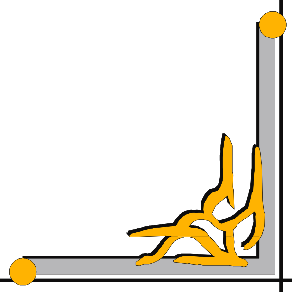 The image shows a simple black and white line drawing of two stick figures with limbs that resemble spaghetti noodles standing on either side of an object labeled "ice cream cone."
