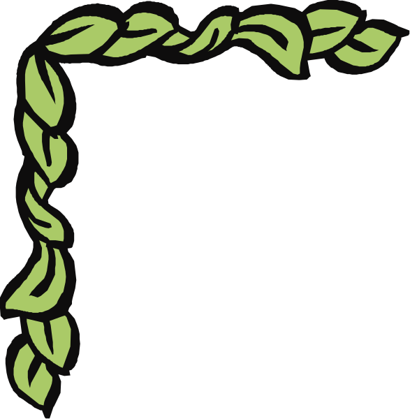 The image shows a black background with two green laurel wreaths on either side of an empty space that resembles a frame in between them.