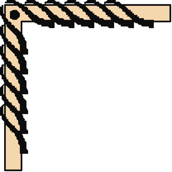 The image shows a black square with rounded corners on top of another larger rectangle that has diagonal lines creating an illusion of depth.