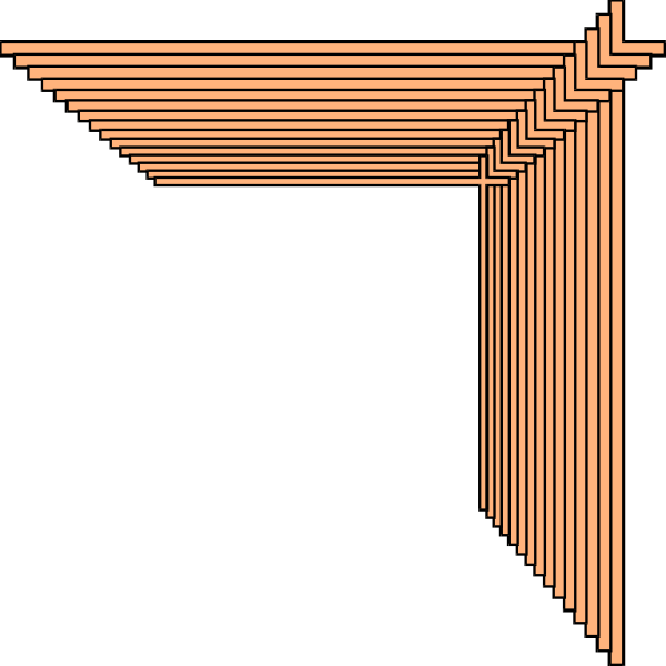 The image shows a black background with white lines forming an abstract design that resembles stylized letter 't' in uppercase form on top of it.