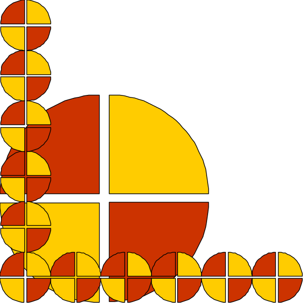 The image shows a stylized representation of an analog clock with red hands against a black background featuring geometric shapes that resemble puzzle pieces in various sizes around it.