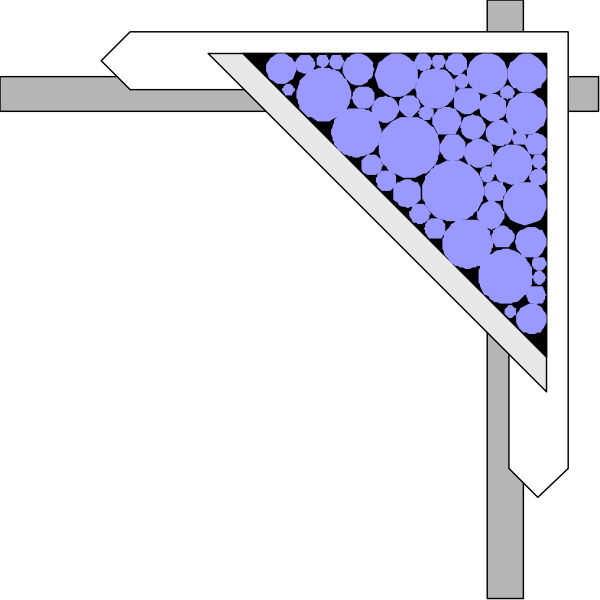 The image shows a black and white diagram of an abstract structure with geometric shapes such as circles and triangles on it.