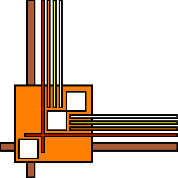 The image shows a simple electronic circuit diagram with various components such as resistors (represented by zigzag lines), capacitors (shown in parallel configuration), an inductor (coil symbol) and possibly other elements like transistor, diode or integrated circuits which are not explicitly labeled.