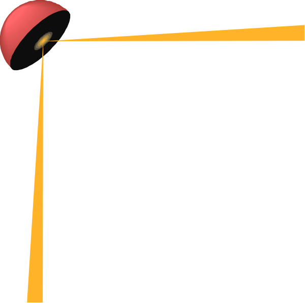 The image shows a simple black background with two red circles on it that appear to be eyes of an object resembling a face due to their positioning at either end of what looks like a horizontal line representing a mouth, and there is also another vertical line in between them which could represent the nose.