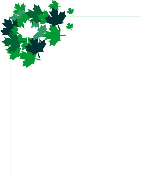 The image shows a black background with white lines forming an abstract design that resembles leaves on branches at top left corner of frame; there is no text present in this clip-art piece.