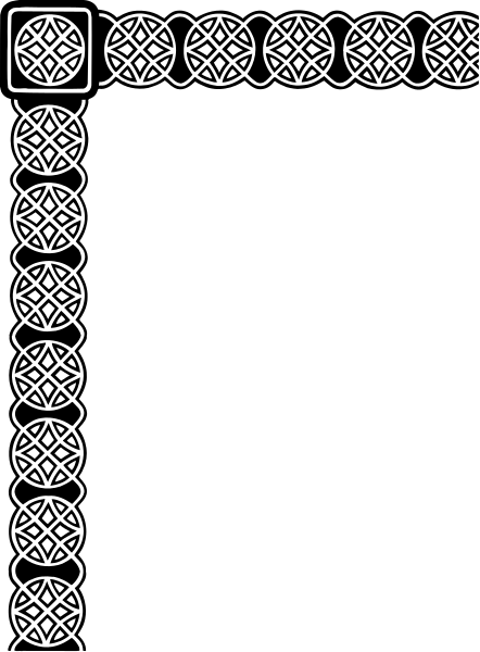 The image shows a black and white pixelated representation of an object with intricate designs on it that resemble Celtic knots.
