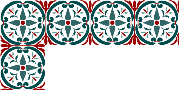 The image shows a stained glass window with intricate patterns featuring reds, blues, greens, yellows, whites, blacks, pinks, purples, grays, browns, creams and other shades of color in various shapes such as circles, squares, rectangles, arches.