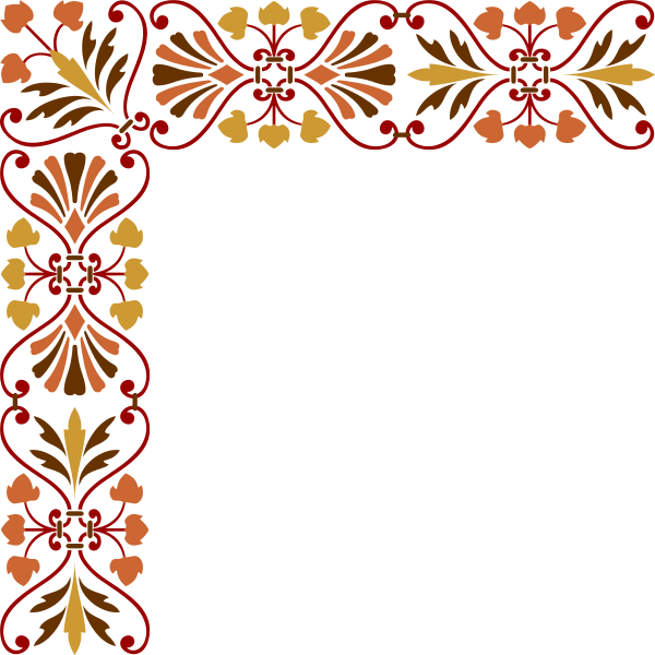The image shows a decorative border with an intricate design featuring floral patterns on either side of what appears to be a blank space in between for placing text or images.
