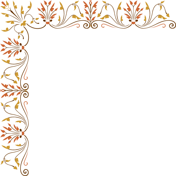 The image shows a decorative frame with an intricate border featuring floral patterns on either side of what appears to be a blank space in between for text or other content.