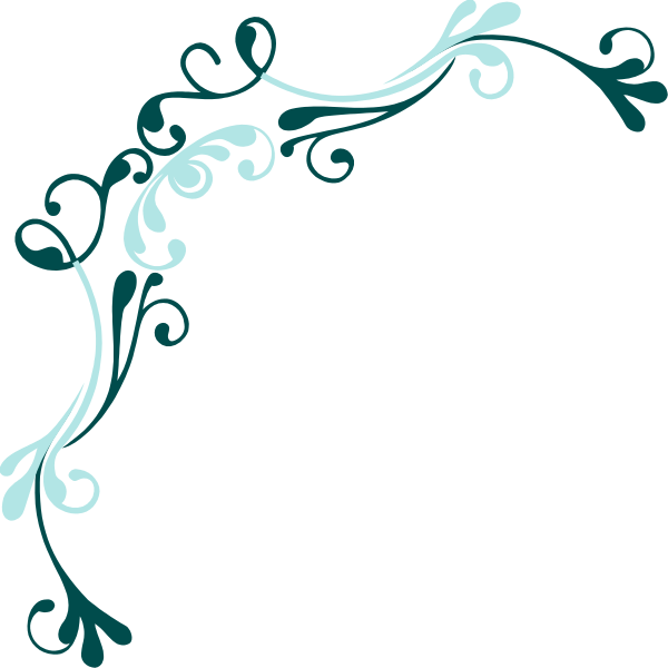 The image shows a decorative border with swirls on either side of an empty space where text could be placed within it.