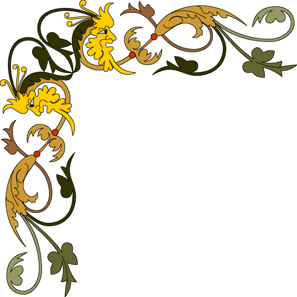 The image features a decorative border with intricate designs that include stylized dragon heads on either side of an empty space in between them; there is no text present within this clip-art piece.