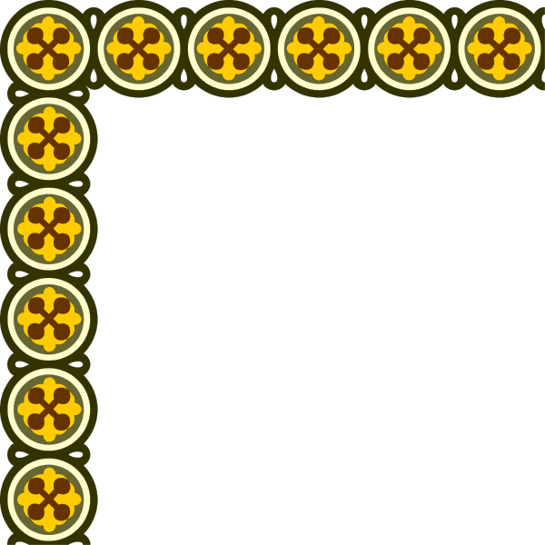 The image shows a black background with yellow circles arranged to form an abstract pattern that resembles a border around what appears to be a blank space in the center where text could go.