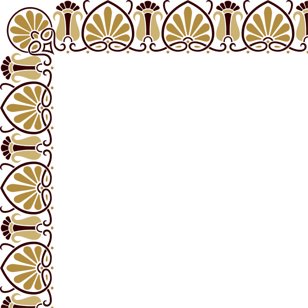 The image shows a decorative frame with an intricate border featuring floral patterns on what appears to be a dark background; there is no content within this empty space that suggests any specific objects, people, animals, actions, or setting beyond its artistic design and patterned borders.