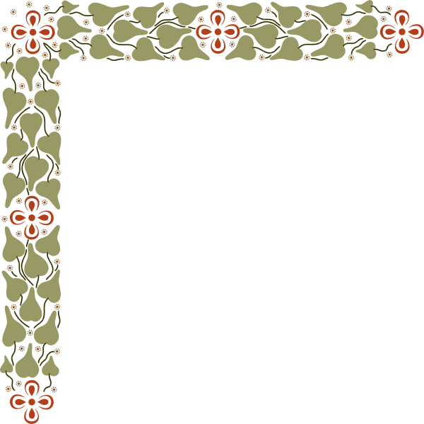 The image shows a decorative frame with an intricate floral border at its top edge; it is empty inside where text would typically be placed.