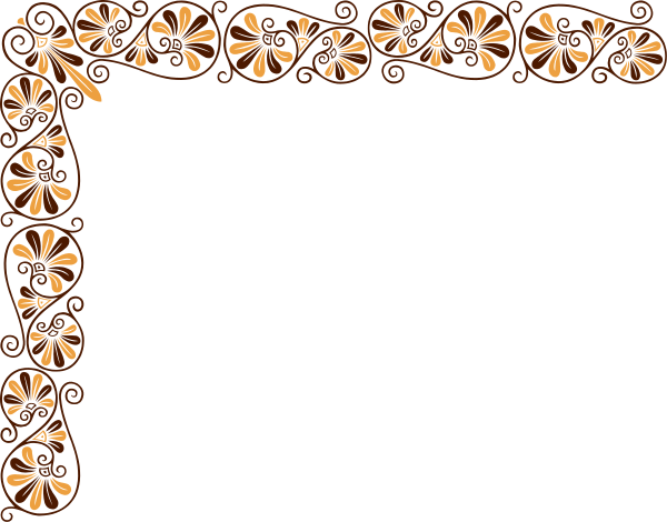 The image shows a black frame with an intricate floral design at its center, set against a dark background; there is no text present in this clip-art picture.