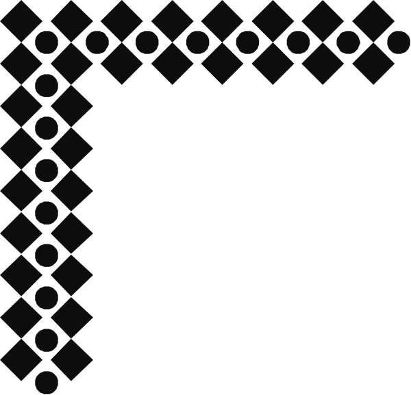 The image shows a black square with white dots arranged around its edges forming an intricate pattern that resembles lacework on fabric.