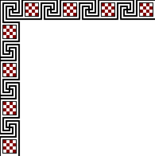 The image shows a black background with red checkered patterns arranged vertically on both sides of an empty space that is darker than the rest of the patterned areas in between them.