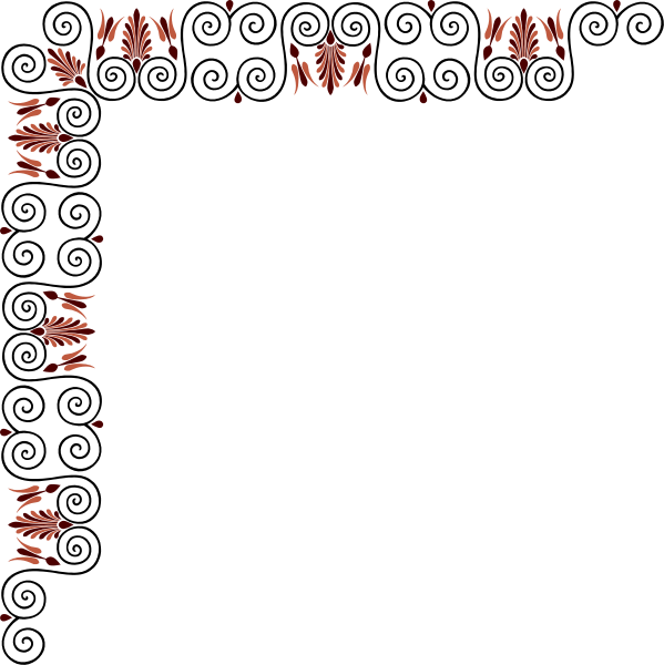 The image shows a black background with red shapes that resemble flowers arranged to form an abstract pattern; there is no text present in this clip-art image.