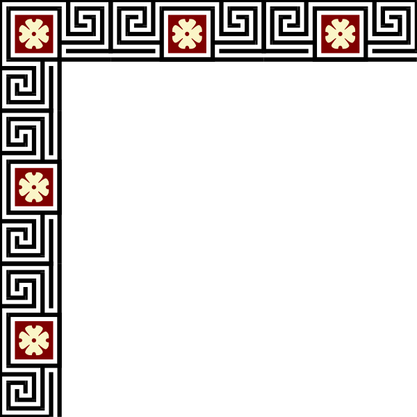 The image shows a black background with nine red crosses arranged symmetrically around it.