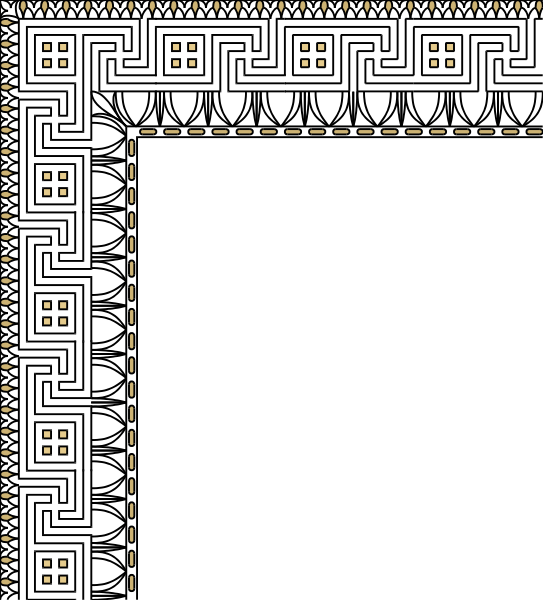 The image shows a black and white pixelated representation of an empty room with walls on all sides except for two adjacent ones that have dots along their edges at regular intervals.