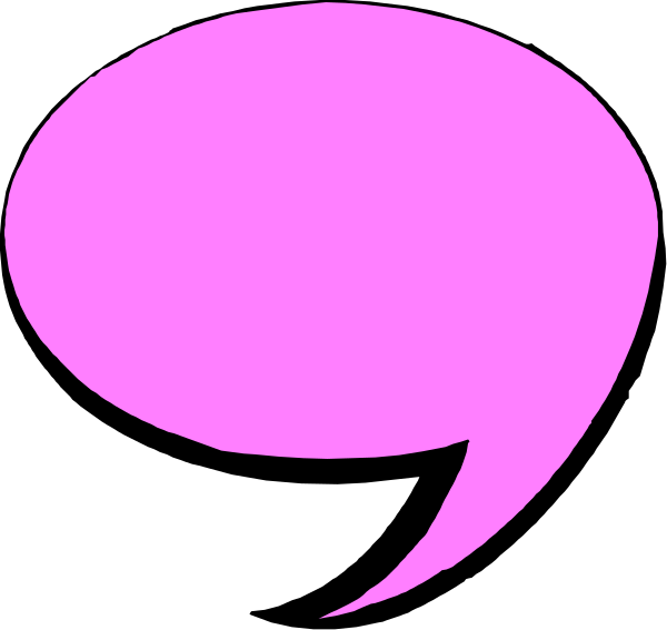 The image shows a pink speech bubble with two white exclamation marks inside it against a black background.