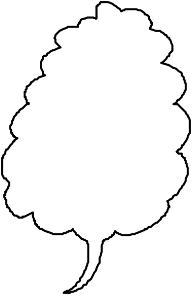 The black and white image shows a speech bubble with an exclamation mark inside it against a gray background on the left side of the frame.
