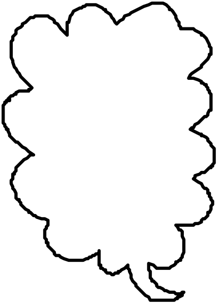 The image shows a black and white illustration of an abstract shape that resembles a cloud with some detailing on it against a striped background.