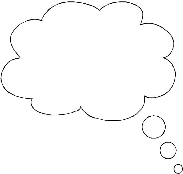 The black and white illustration shows a speech bubble with an empty space inside it against a dark background.