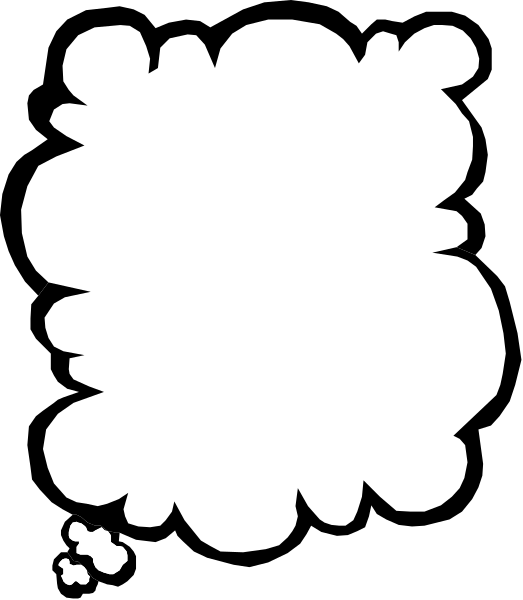 The image shows a black square with white lines forming an abstract shape that resembles a thought bubble containing various doodle-like elements such as swirls, dots, squiggles, and what appears to be handwriting in different styles within it.