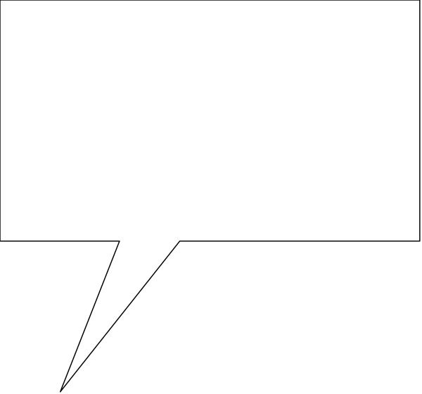The image shows a speech bubble with text inside it against a black background on what appears to be an icon representing a computer screen.