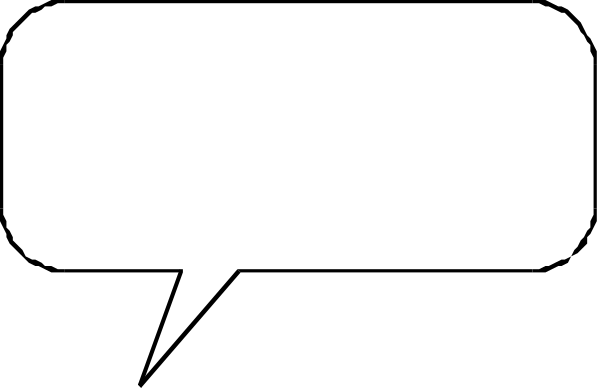 The image shows a speech bubble with two lines of text inside it against an otherwise plain background.