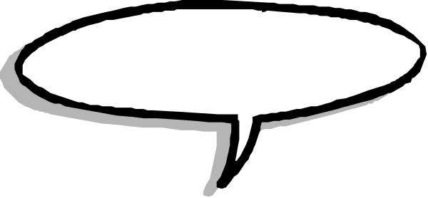 The black and white cartoon shows a speech bubble with an exclamation mark inside it against a gray background.