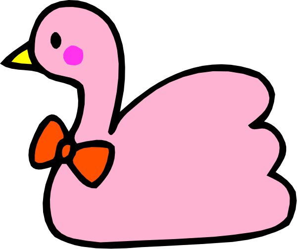 The image shows a pink cartoon duck with an orange bow tie standing upright on its legs while wearing glasses that resemble eyes.