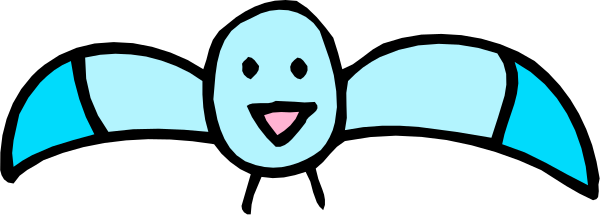 The image shows a cartoon penguin with wings flying through an open book that is lying on its side.