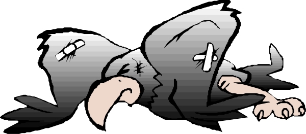 The image shows a cartoon of two characters lying on their backs with arms outstretched as if falling from an unseen height; one character has wings while both have exaggerated expressions that suggest surprise or shock, set against a dark background without any distinguishable features other than being black and white.