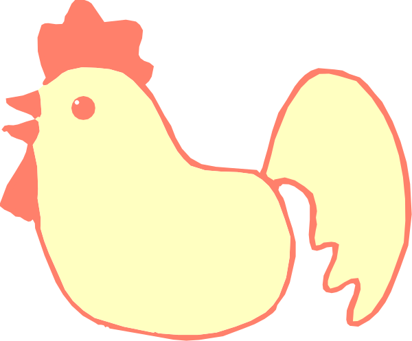The image shows a cartoon chicken with red eyes sitting on top of another smaller chick that is also yellow but without any visible features like beak or feet.