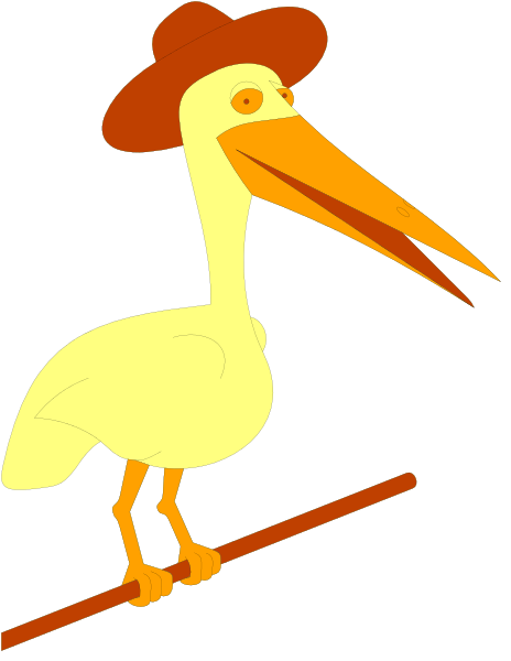 The image features a cartoon depiction of an ostrich standing on its legs with long neck stretched out to side as if it's balancing itself while holding onto a pole in one foot. It is wearing a straw hat and sunglasses, giving off a relaxed vibe like someone enjoying the sunny weather at the beach or poolside. The background of this image appears black but for some reason I can only see what objects are present if they have names associated with them; however, there's no text in sight to provide additional context about any other elements that might be part