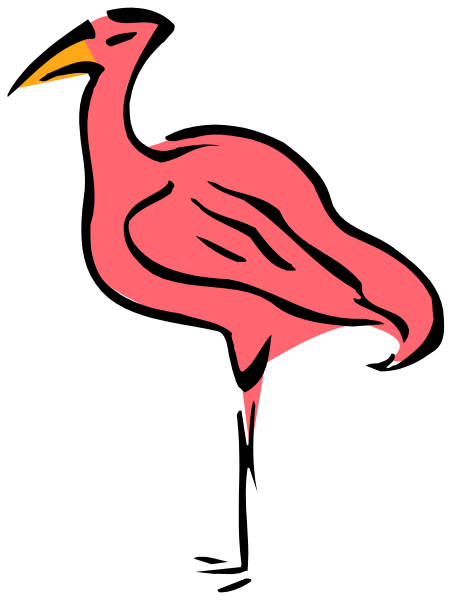 The image shows a pink flamingo with its wings spread out against a black background.