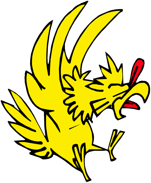 The image shows a cartoon of an eagle with its wings spread wide against a black background.