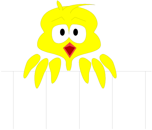The image shows a cartoon of an animated bird with yellow feathers on its head against a black background.