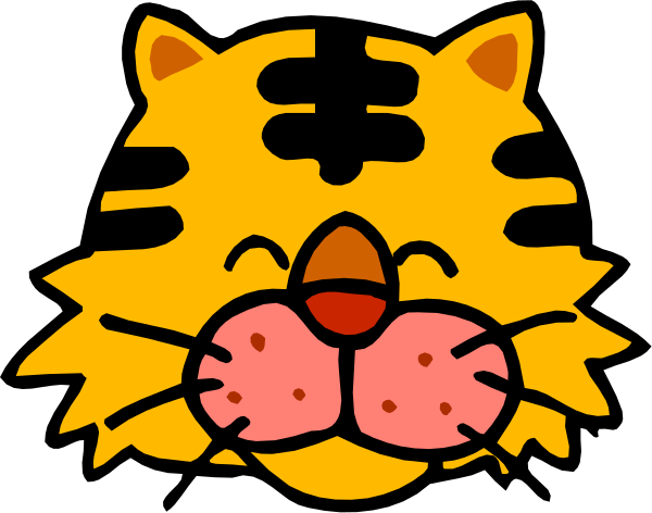 The image shows a cartoon cat with two eyes closed, appearing to be happy or contented, set against a black background.