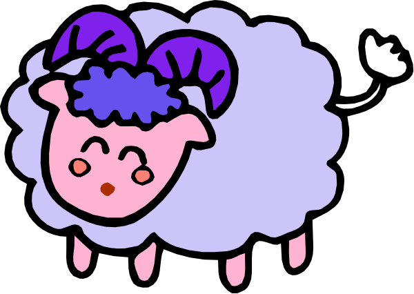 The image shows a cartoon of two sheep with purple hair standing next to each other; there is no text present on this clip-art illustration.