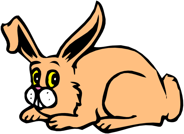 The image shows a cartoon rabbit sitting on its hind legs with an exaggerated expression of surprise or shock.