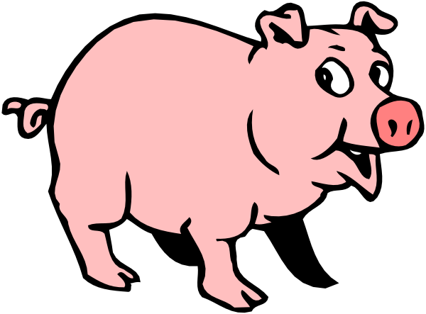 The image shows a cartoon pig with its tongue sticking out against a black background.