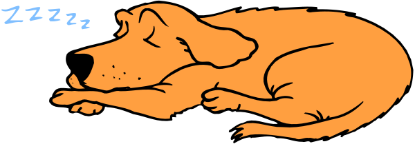 The image shows a cartoon of an orange cat sleeping with its eyes closed next to blue text that reads "zzz".